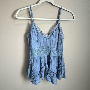 (S) NWT Willow & Root blue lace flowy tank top